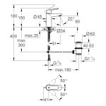 GROHE BauEdge S-es mosdócsaptelep - fém húzórudas leeresztővel - Image 2