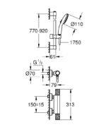 Grohe Grohtherm 1000 Performance Termosztátos zuhanycsaptelep Tempesta zuhanyszettel (34835001) - Image 4