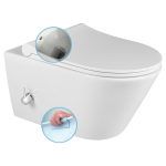 Sapho Avva Rimless Fali WC Bidézuhannyal, Csapteleppel, 35,5X53Cm (100315)