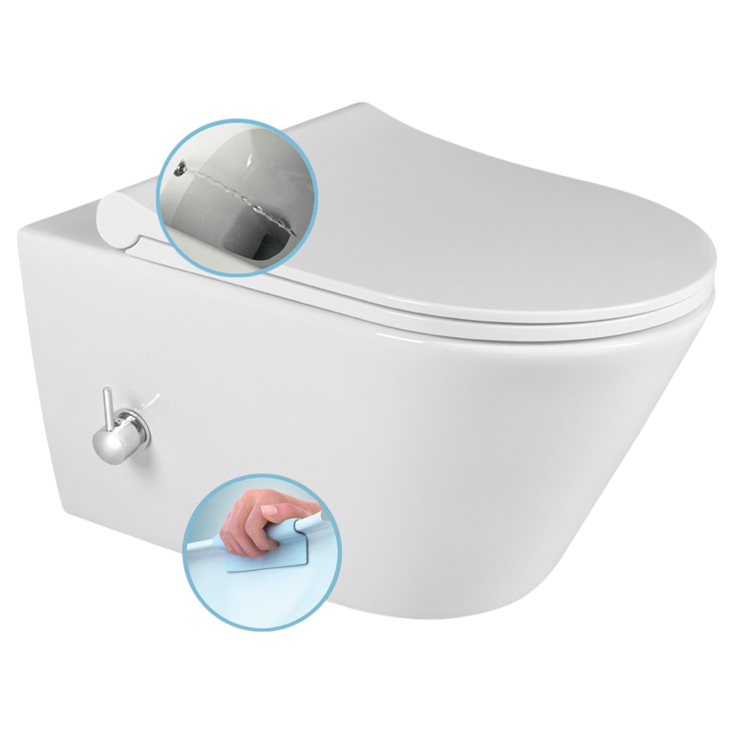 100315.152372554760451 Sapho Avva Rimless Fali WC Bidézuhannyal, Csapteleppel, 35,5X53Cm (100315) - Image 1