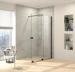 Hüppe Xtensa Walk-in zuhanyfal, fekete AntiPlaque üveg 120x90cm + Radaway Teos F fekete zuhanytálca 120×90 cm - kiállított darab - Image 4