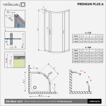 Radaway Premium Plus A1700 íves zuhanykabin mélytálcához