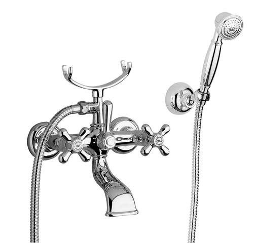 1-6.jpg Bugnatese Old-800 (002CR) króm kádcsaptelep Fix tartós zuhanyszettel - Image 1