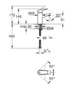 Grohe Bau Flow mosdócsaptelep, S-es Méret - leeresztő nélkül (23752000) - Image 2