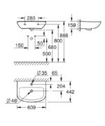 Grohe Bau Ceramic Mosdókagyló Falra Szerelhető 60X44CM (39421000) - Image 2
