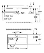 Grohe Cube Ceramic Mosdókagyló, Pultra vagy falra tehető 100X49 CM (3947500H) - Image 2
