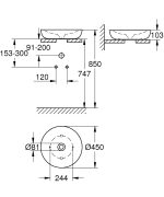 Grohe Essence Pultra Ültethető Mosdó 45 CM (3960900H) - Image 2