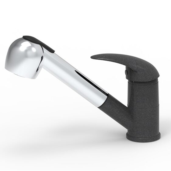 105751 EVIDO PINGUIN-S Zuhanyfejes Gránit Csaptelep, Antracit/Króm - Image 1