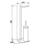 Sapho Flori Álló WC Papír És Kefe Tartó, 670Mm, Króm (1132) - Image 3