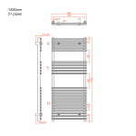 Sapho DESERTO fürdőszobai radiátor, 500x1200mm, 489W, króm - Image 2