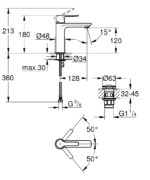 Grohe Lineare Mosdócsaptelep S-es Méret Click-Clack leeresztővel (23106001) - Image 2