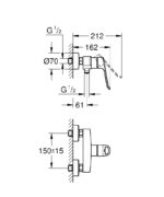 Grohe Eurosmart Zuhanycsaptelep Nyitott Kezelőkarral (25242003) - Image 3