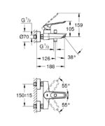 Grohe Eurosmart Kádcsaptelep Nyitott kezelőkarral (25241003) - Image 4