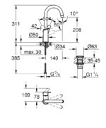 Grohe Eurosmart Mosdócsaptelep Új L-es Méret Click-Clack leeresztővel (23970003) - Image 4