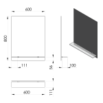 Aqualine tükör furattal, üvegpolccal, 60x80cm (22430-01) - Image 4