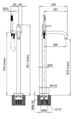 Bugnatese Kobuk kádcsaptelep kézizuhannyal matt fekete (2260Ne) - Image 2