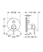 Grohe Plus Fali alatti csaptelep külső rész, 3 irányú váltóval (24093AL3) - Image 2