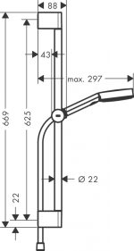 Hansgrohe Pulsify Select Zuhanyszett 105, 3 jet Relaxation, 65 cm-es Zuhanyrúddal, Matt Fekete (24160670) - Image 2