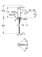 Grohe Essence Mosdócsaptelep S-es méret, Phantom Black (24172KF1) - Image 4