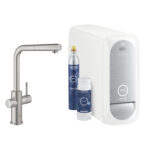 Grohe Blue Home L-kifolyós kezdőkészlet, kihúzható fejes csapteleppel  - Nikkel, Matt (31539DC0)