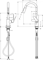 Hansgrohe Focus M41 Konyhai Csaptelep, Kihúzható Kifolyóval, Matt Fekete (31815670) - Image 2
