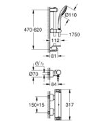 Grohe Grohtherm 2000 Termosztátos zuhanycsaptelep Euphoria zuhanyszettel (34195001) - Image 2