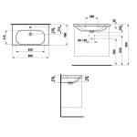 Laufen Lua mosdó 80x46 cm  - Csaplyuk nélkül, túlfolyóval (H8100870001091) - Image 2