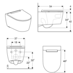 Geberit One Fali WC Mélyöblítésű, Turboflush, WC-Ülőkével Fehér Betéttel 500.201.01.1 - Image 4