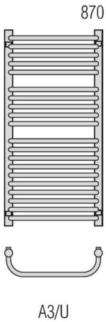 RADECO UGO A3-500/U 870X535 Design egyenes törölköző szárító radiátor 550 WATTOS - Image 6