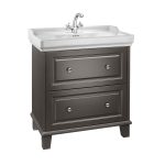 Roca Carmen bútor 80 x 50 cm , 2 fiókkal satin dark grey színben , mosdóval együtt (A852533523)