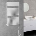 AQUALINE TONDI-E elektromos fürdőszobai radiátor, 600x970 mm, 400W, fehér (DE460T)