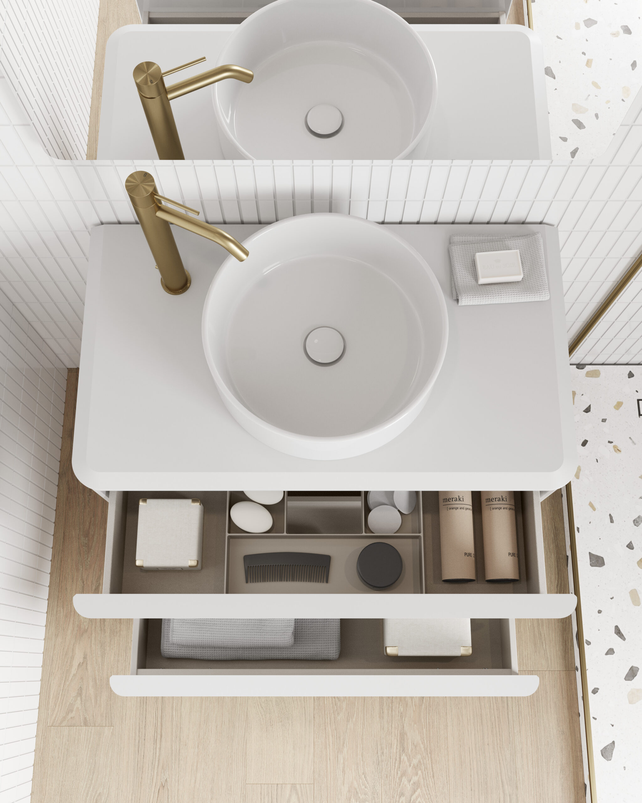 Dai_80 2C_DetalleInteriorCajón_BlancoBrillo Royo Dai pult, 80 cm, - fényes fehér (127525) - Image 1