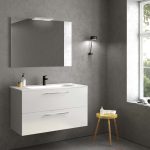 Bannio Easy 100-as fürdőszobabútor fali- fényes fehér színben- Kyra mosdóval (72021-k)