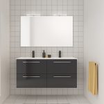 Bannio Easy 120-as fürdőszobabútor fali- antrachite glossy színben- Kyra dupla mosdóval (73005-k)