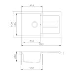 EVIDO Cubo 45S gránit mosogató 780 x 500 mm - Platina (442061) - Image 3