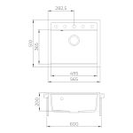 Evido Quadro 6 mosogatótálca 562 x 510mm ,1 medencés - Platina (442063) - Image 3