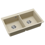 Evido Quadro 9 mosogatótálca 860x510 mm, 2 medencés - Bézs (105543) - Image 2