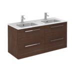 Bannio Easy 120-as fürdőszobabútor fali- sandy wenge színben- Kyra dupla mosdóval (73006-k)