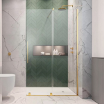 Radaway Furo Walk-in Zuhanyfal Tolóajtóval Balos, Átlátszó Üveggel, Arany színű profillal - 120 cm