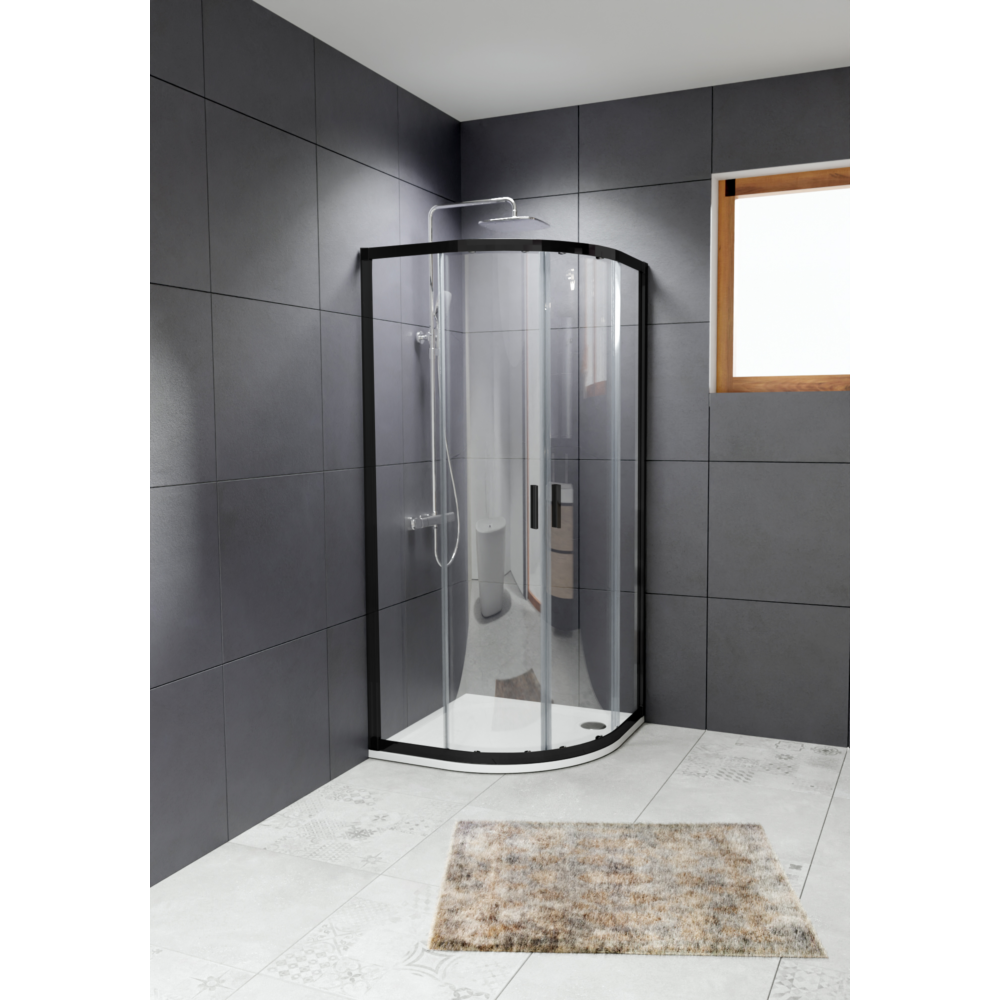 G007002121 Riho Hamar 2.0 íves, fekete keretes zuhanykabin 90x90x200 cm - Image 1