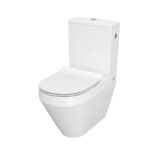 Cersanit Crea Ovális Perem Nélküli Monoblokkos WC Alsó Rész, Hátsós Kifolyású, Vékonyított, Lecsapódásgátlós WC-Ükőkével, Tartály Nélkül (K114-023)