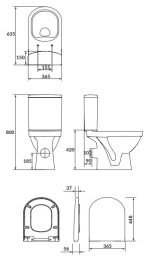 Cersanit Zip "Nyitott Peremes" Monoblokkos WC Mélyöblítésű, Hátsós Kifolyású, Tartály Vízbevezetés Oldalt + Lecsapódásgátlós, Durolplast, Antibakteriális, Könnyen Levehető WC-Ükőke (K121-009) - Image 2