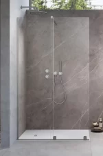 Radaway Furo Walk-in Zuhanyfal Tolóajtóval Balos, Átlátszó Üveggel, Szálcsiszolt Nikkel színű profillal,  - 90 (10106488-91-01L)