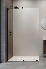 Radaway Furo SL Walk-in Zuhanyfal Tolóajtóval, Átlátszó Üveggel Balos, Matt Fekete színű profillal ,  - 120 (10306638-54-01L)