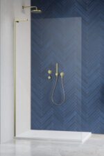 Radaway Modo SL II Walk-In Zuhanyfal Átlátszó Üveggel Balos, Szálcsiszolt Arany színű profillal,  - 110 (10319114-99-01L)