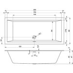 Riho Rethink Cubic akril kád Pop-up le-és túlfolyóval - 200x90 cm (B110001005) - Image 4