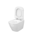 City Perem Nélküli Szögletes Fali WC (Rejtett Rögzítéssel), Mélyöblítésű + Lecsapódásgátlós, Durolplast, Könnyen Levehető WC-Ükőke (S701-405) - Image 2