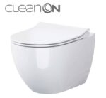 Cersanit Zen Perem Nélküli Fali WC Szett, Mélyöblítésű (Rejtett Rögzítéssel) + Slim, Lassú, Duroplast, Könnyen Levehető WC Ülőke (S701-428)