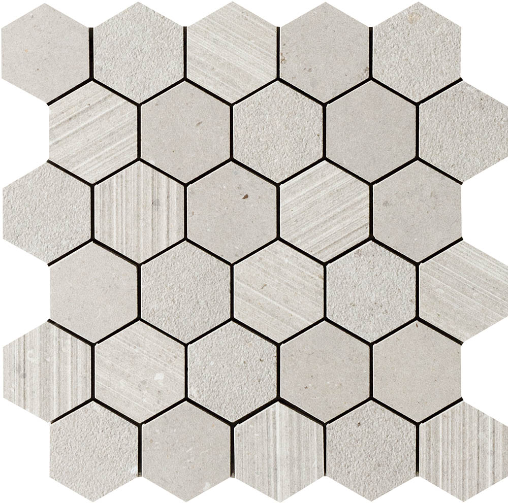 SI03MESM Italgraniti Silver Grain Grey Mosaico Esagonetta Mix 30X31cm Mozaik (SI03MESM) - Image 1