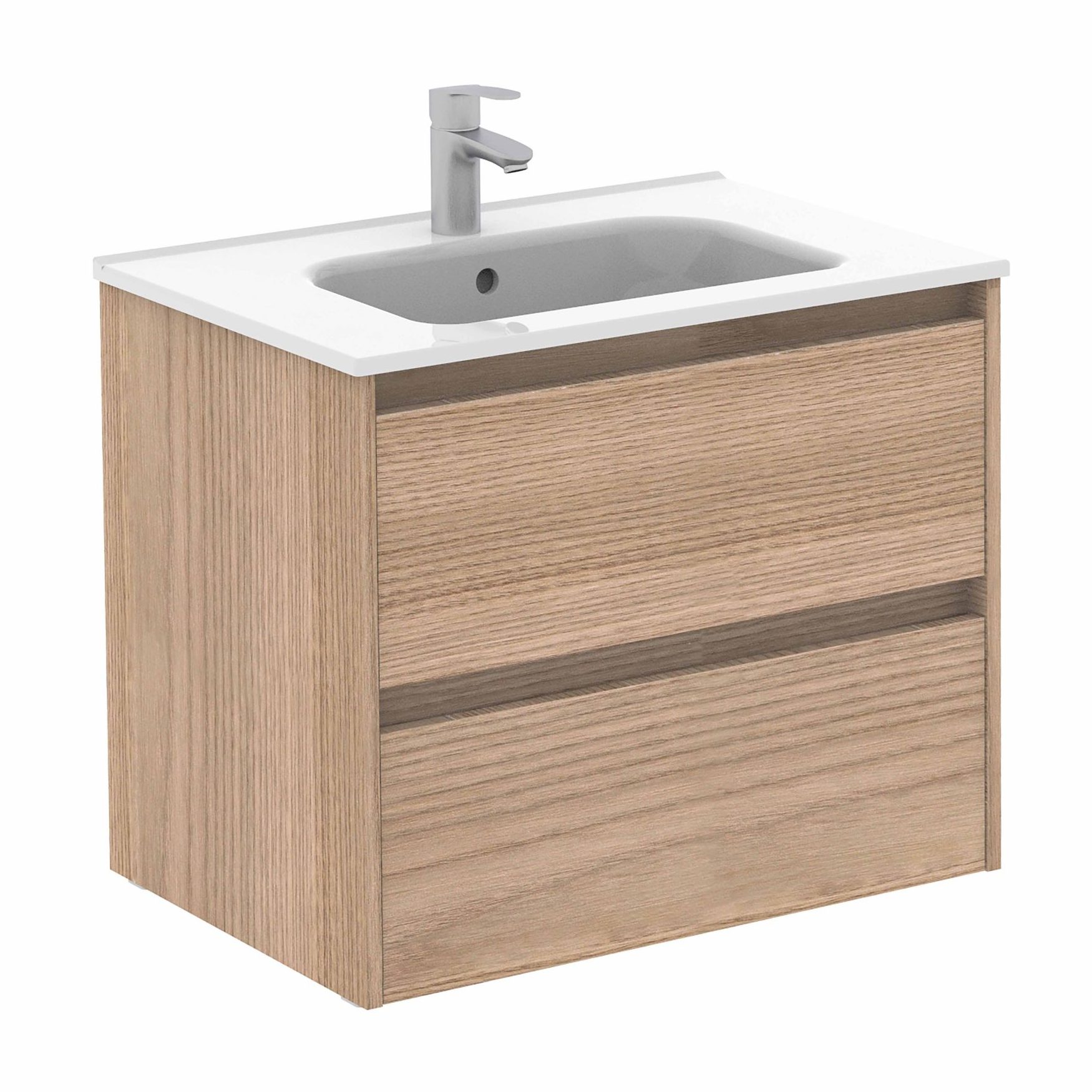Sansa 70 2C_NogalArenado_Slim Bannio Sansa 70-as fürdőszobabútor fali- sandy walnut színben- Kyra mosdóval (73040-k) - Image 1